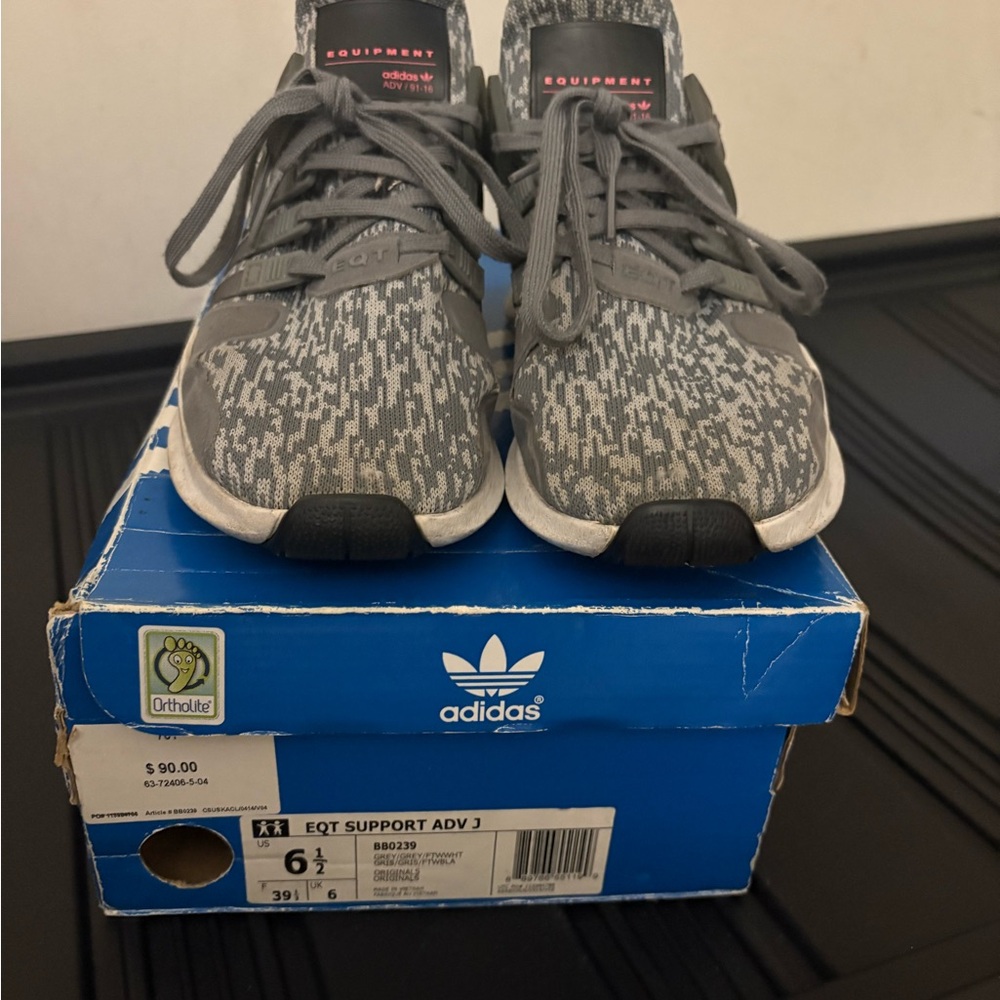 Adidas Kids EQT Support ADV J Gray Shoes